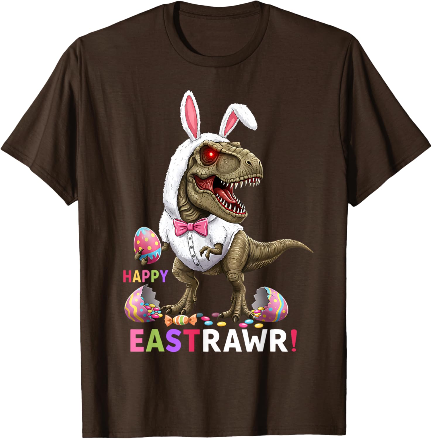 Happy Eastrawr T Rex Bunny Candy Egg Costume T-Shirt for Easter Fun - 10