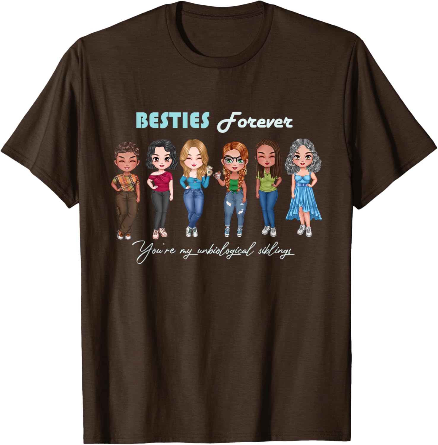 Chibi Best Friends T-Shirt for Unbiological Sisters and Siblings - 7
