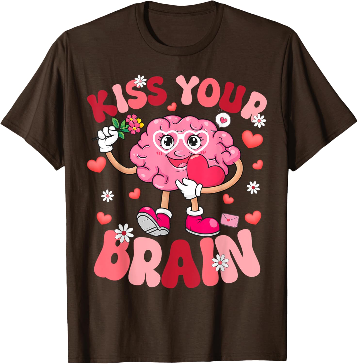 Kiss Your Brain Retro Valentines Day T-Shirt for Teacher Squad & Kids - 17