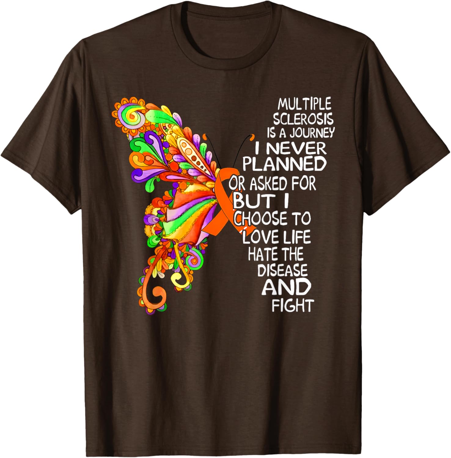 Butterfly Ribbon MS Warrior T-Shirt for Multiple Sclerosis Awareness - 20