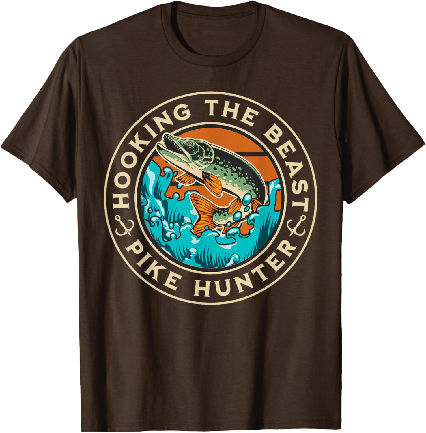 Vintage Pike Hunter Fishing T-Shirt for Men - Cool Fisherman Apparel - 2