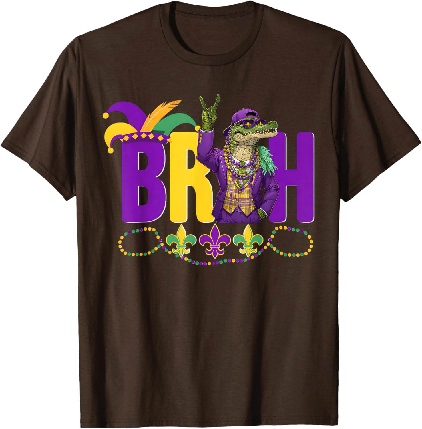 Bruh Mardi Gras Alligator Funny Meme T-Shirt for Boys and Teens - 11