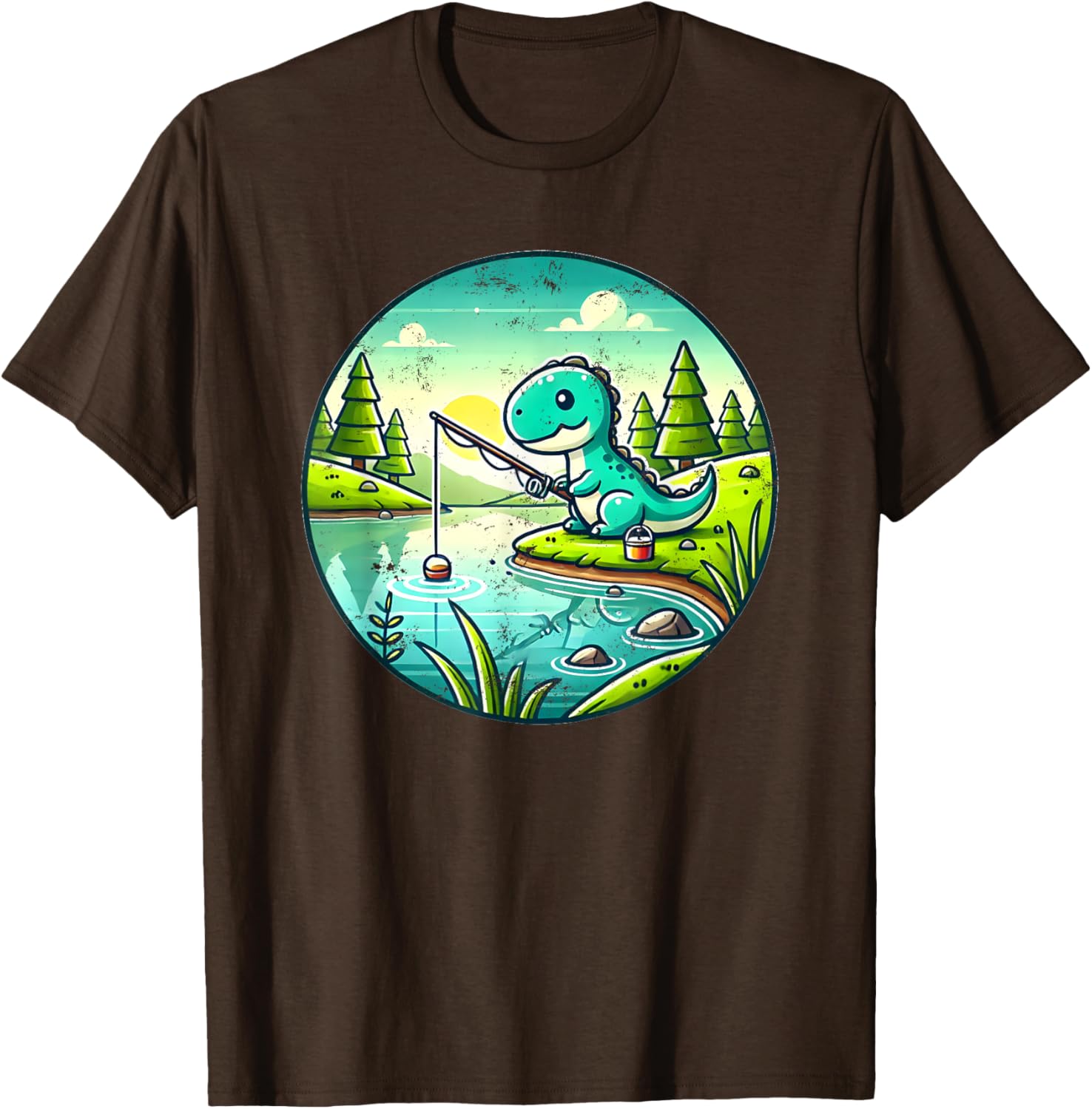 Cute Dinosaur Fishing T-Shirt for Kids and Adults - Fun and Comfy Wear - 2