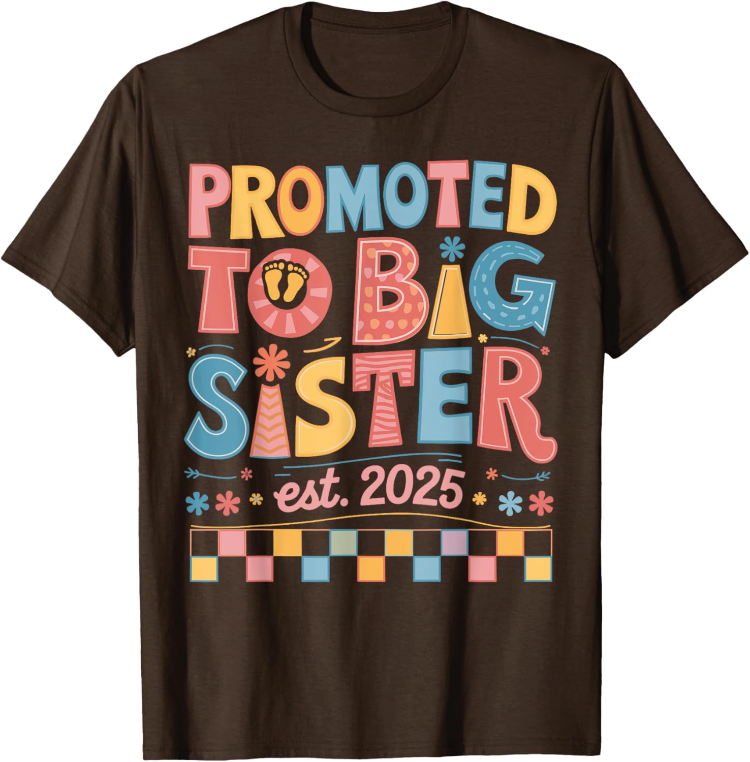 Funny Groovy Big Sister 2025 T-Shirt for New Sibling Announcement - 14