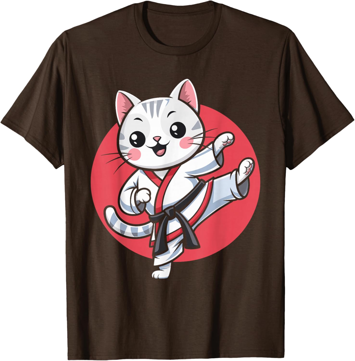 Kawaii Japanese Cat Karate Jiu Jitsu T-Shirt for Women and Kids - 4