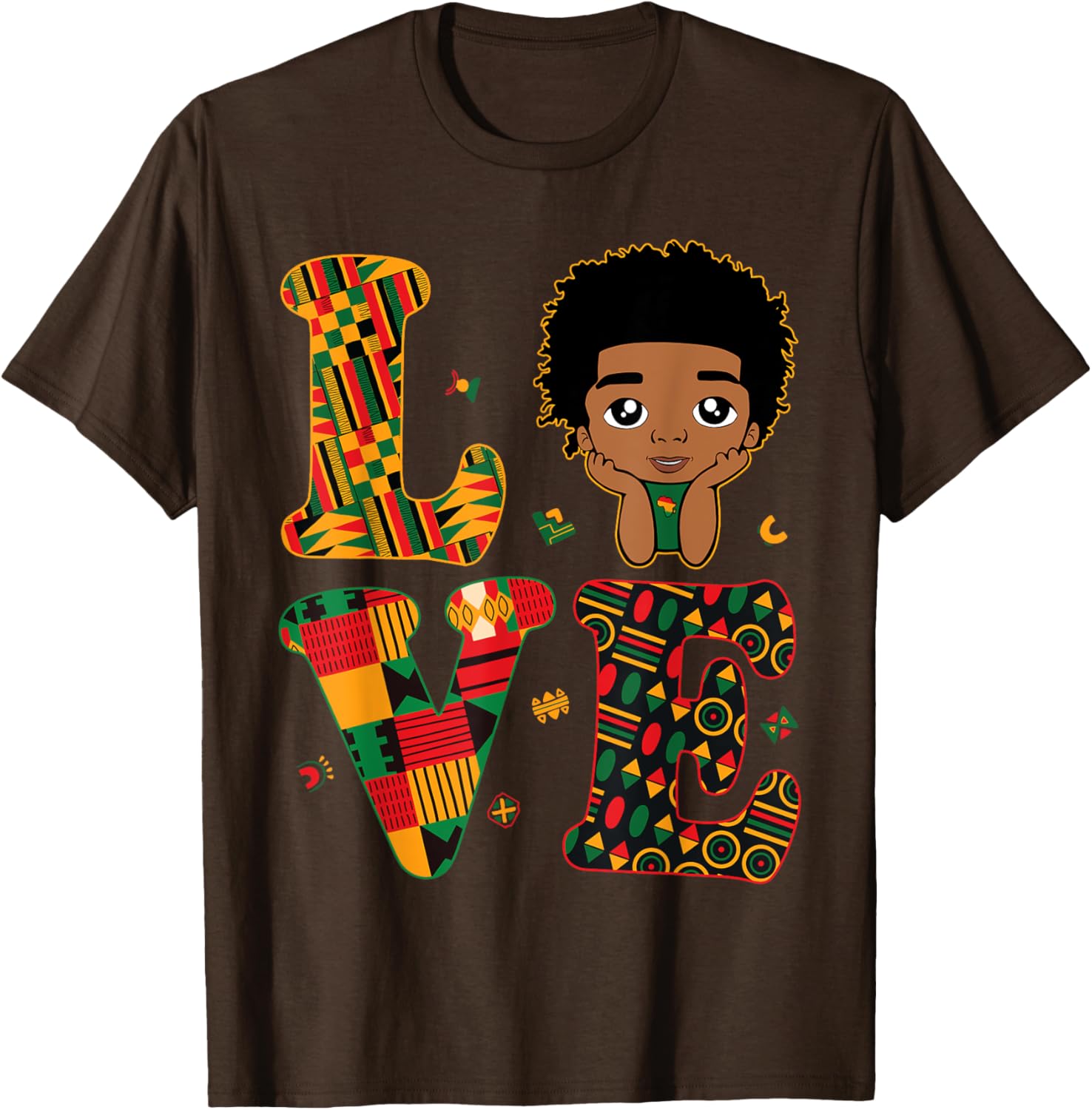 Proud LOVE African Kente Toddler Boys T-Shirt for Black History Month - 12