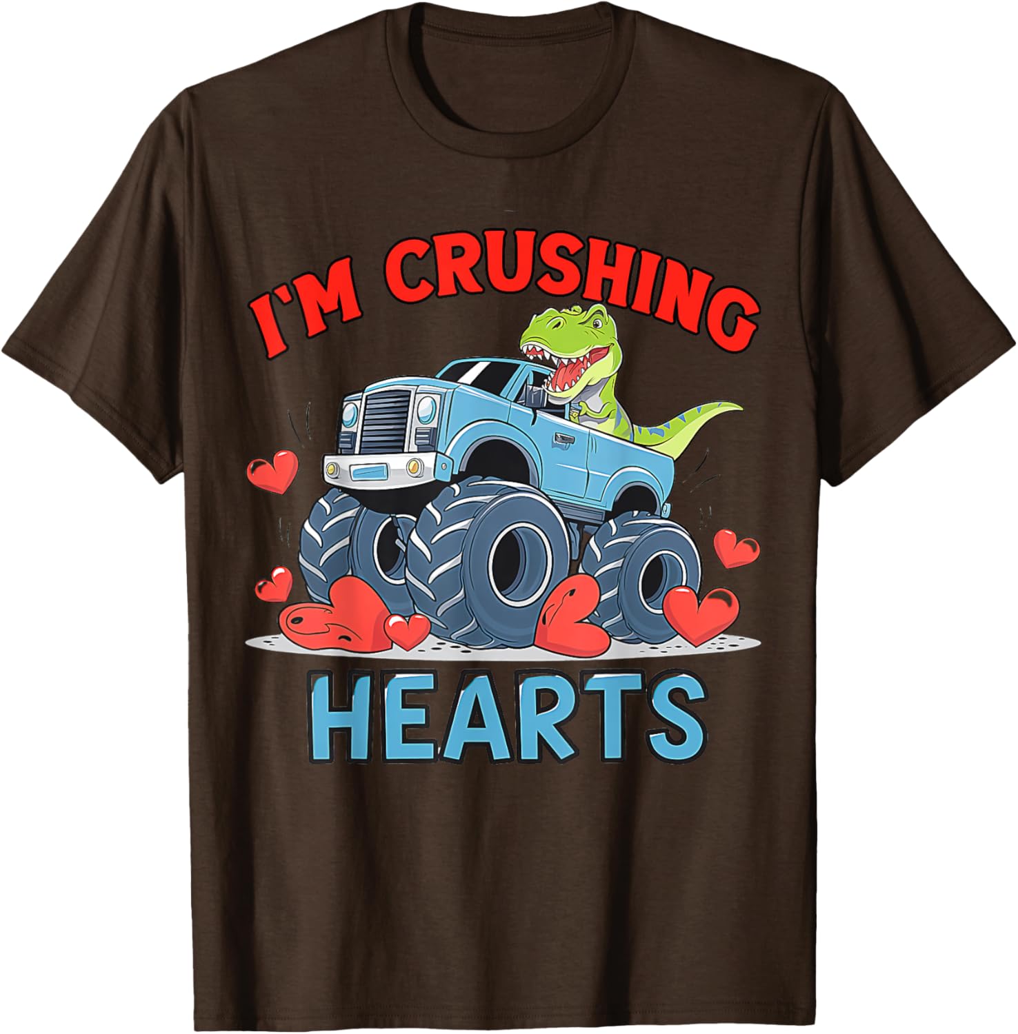 Hearts Crusher Monster Truck Valentine's Day T-Shirt for Kids and Adults - 10