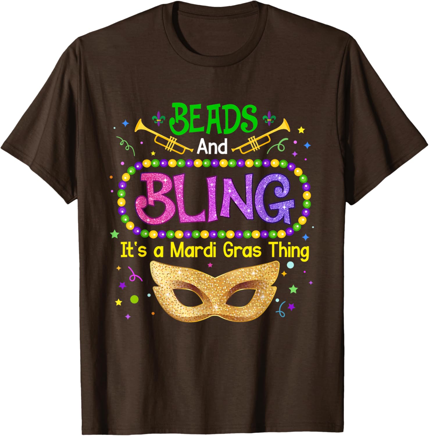 Mardi Gras Beads & Bling Carnival Party T-Shirt for Festive Fun - 3