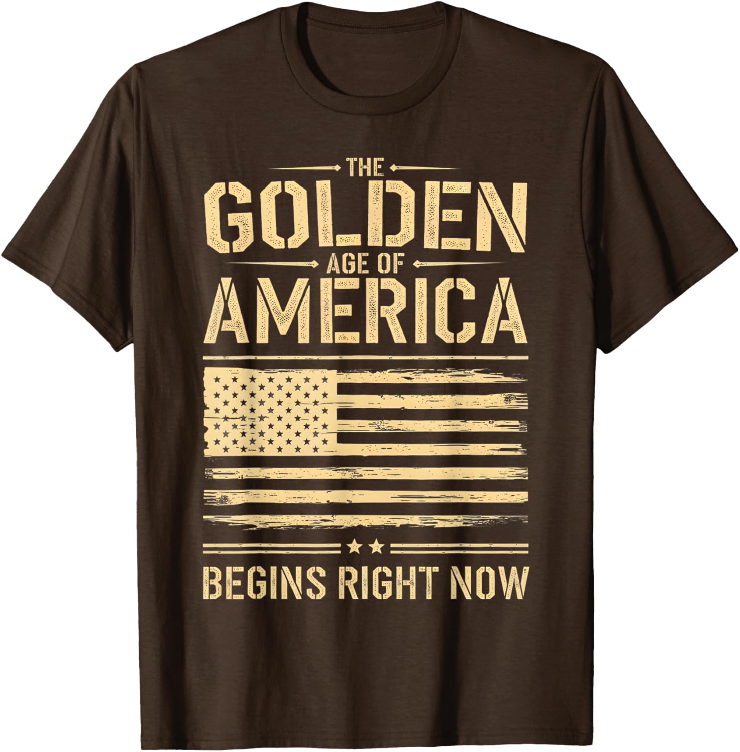 Golden Age of America Distressed T-Shirt with USA Flag Design - 19