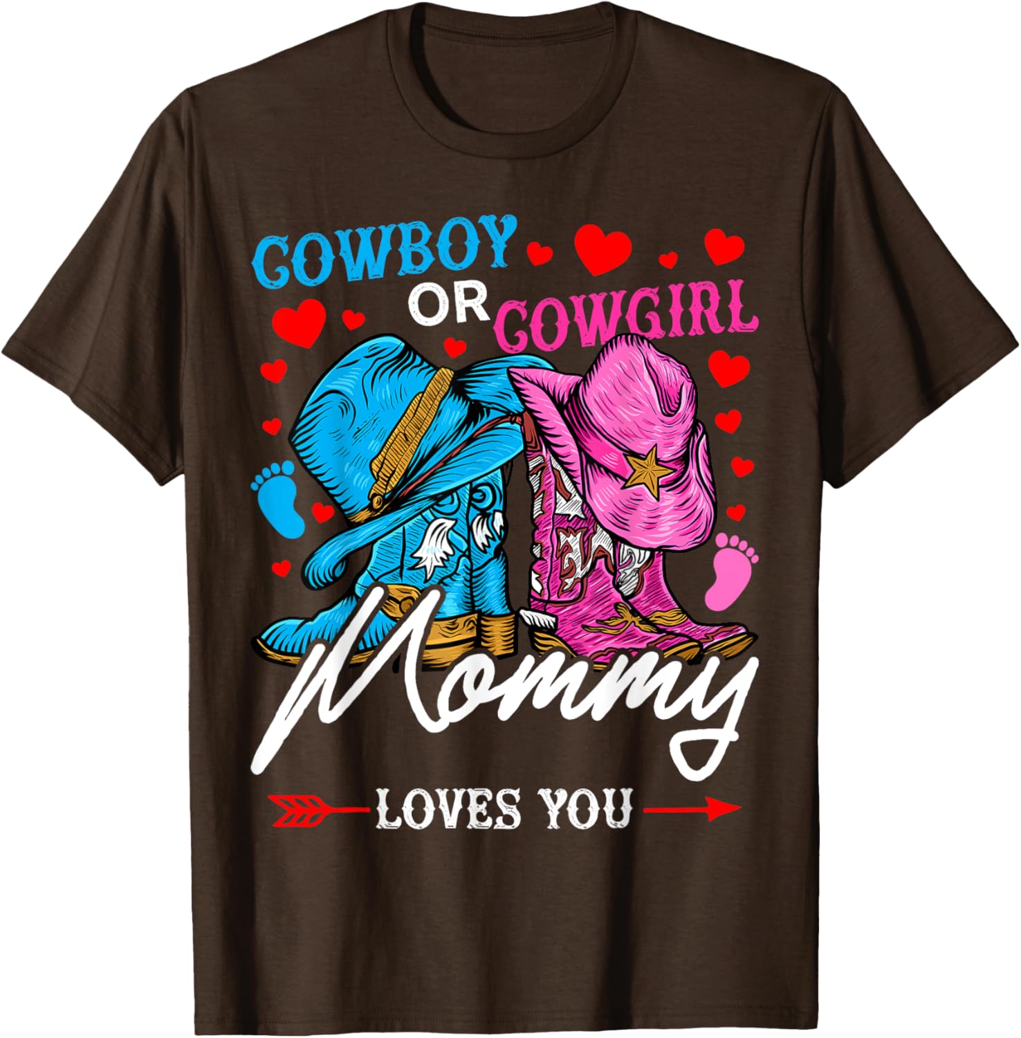 Adorable Gender Reveal T-Shirt for Mom - Cowboy or Cowgirl Style - 4