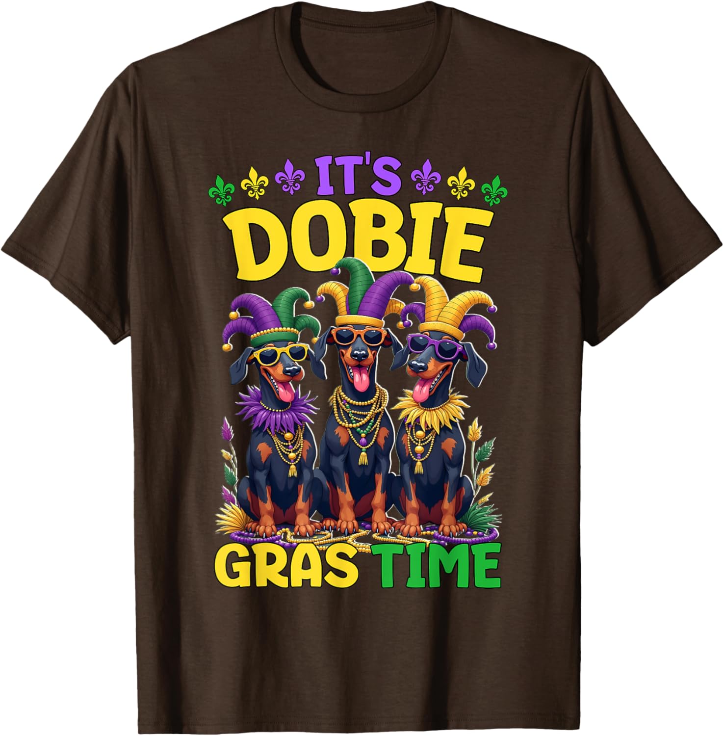 Mardi Gras Doberman T-Shirt Celebrating Carnival Festivities - 11