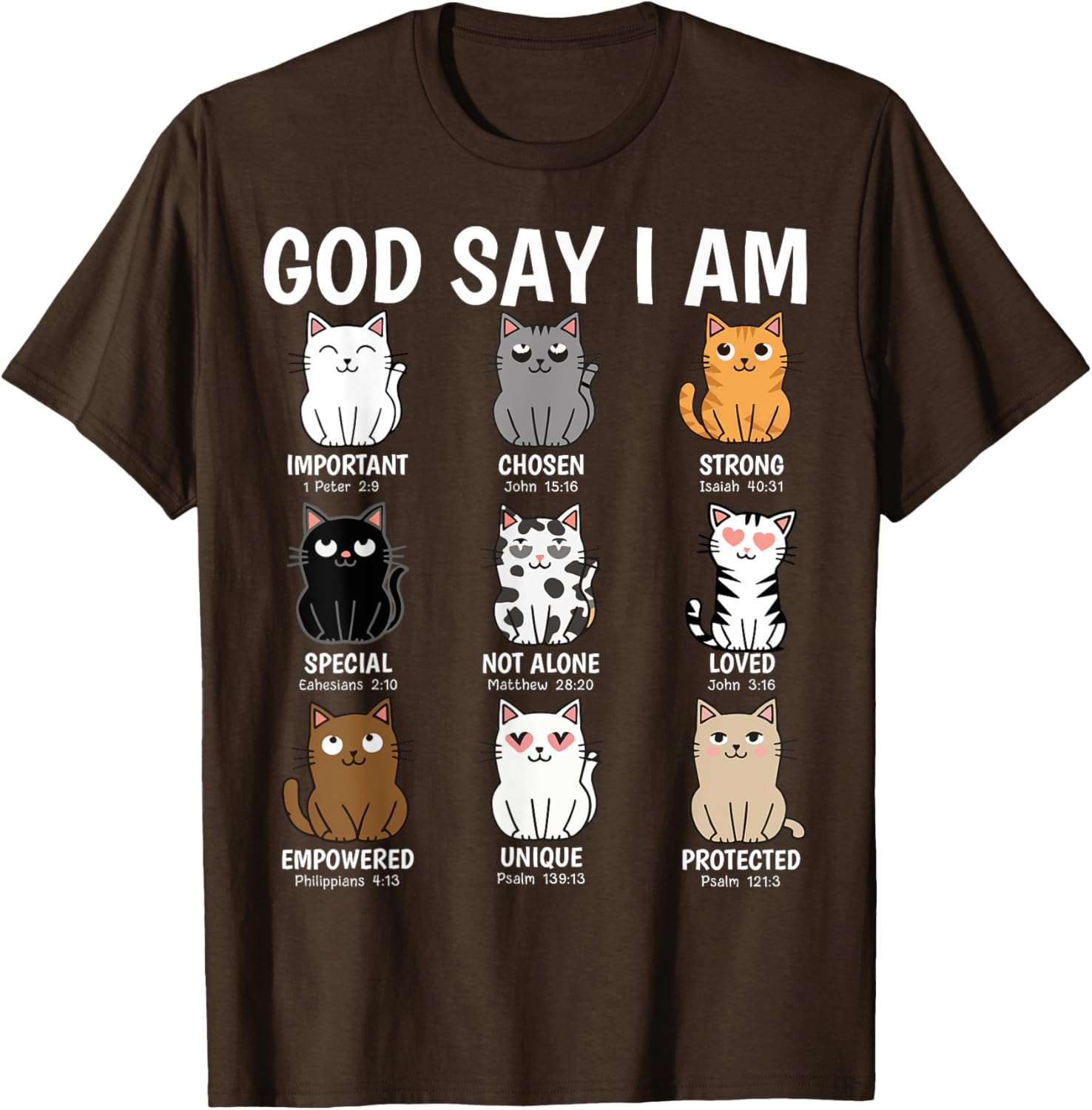 Funny Cats Bible Verse T-Shirt for Men Women Kids - Christian Cat Love - 10