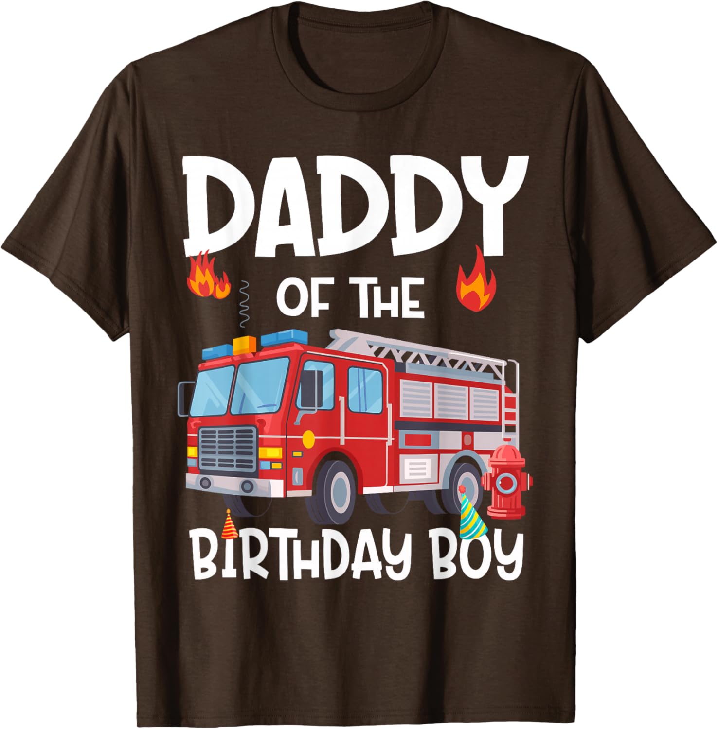 Daddy of the Birthday Boy Fire Truck T-Shirt for Proud Firefighter Dads - 13