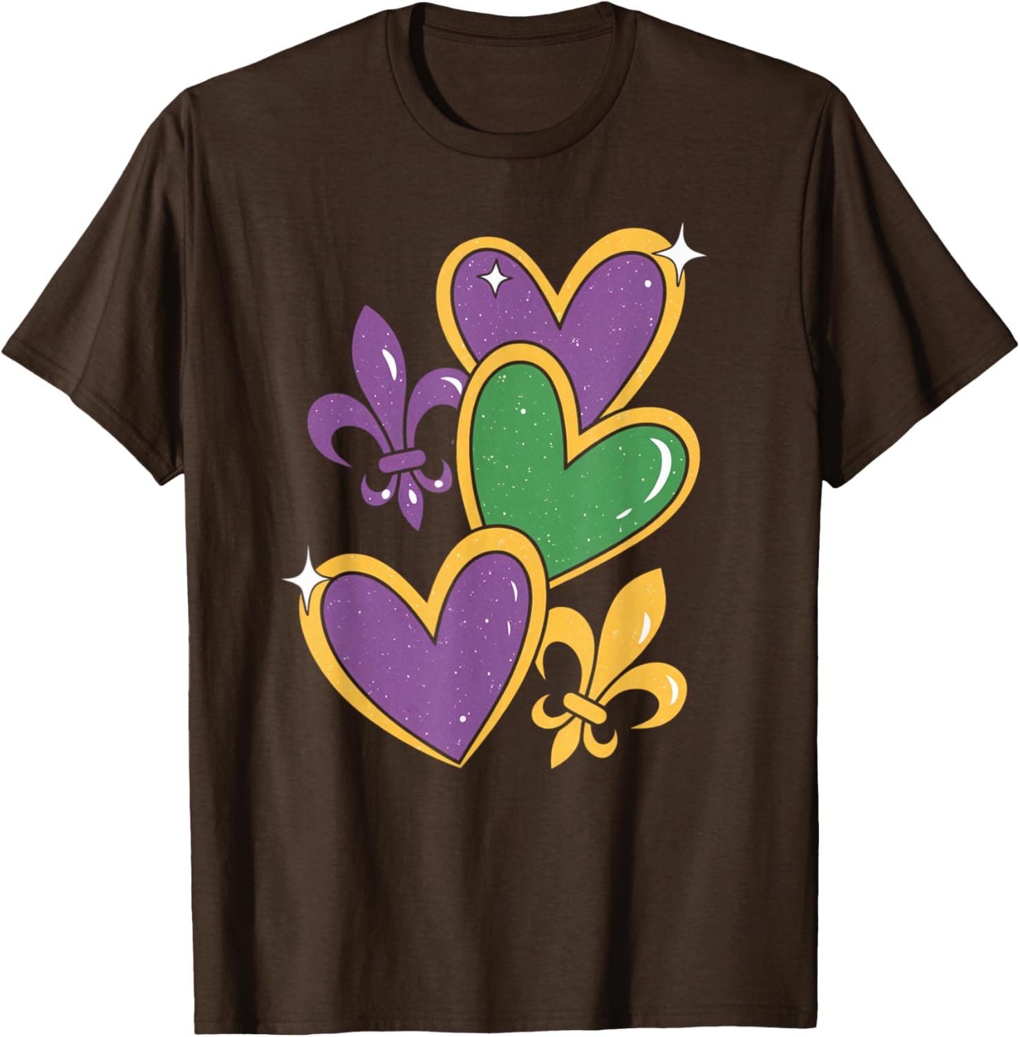 Mardi Gras Hearts T-Shirt for Women Girls Kids and Toddlers - 7
