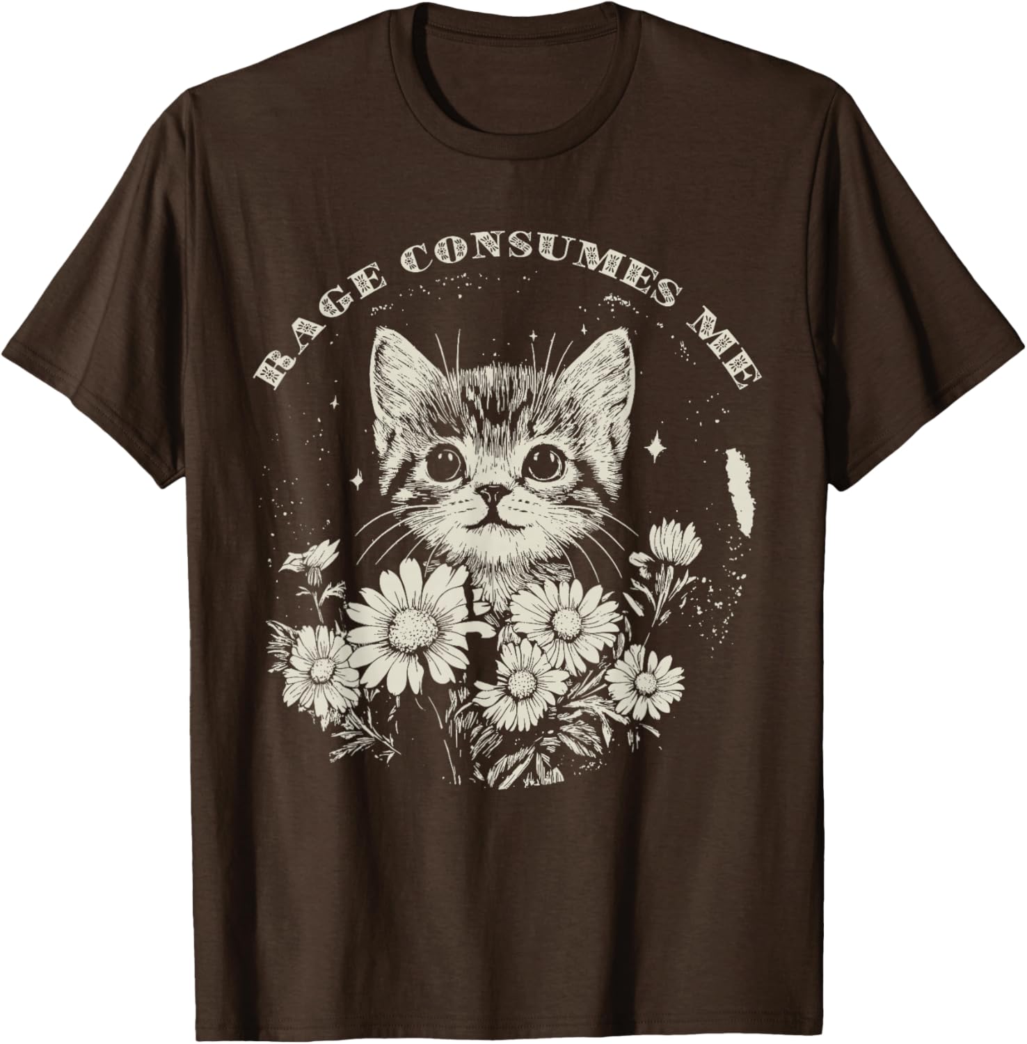 Cute Cat Rage T-Shirt Funny Sarcastic Kitten with Flower Design - 3