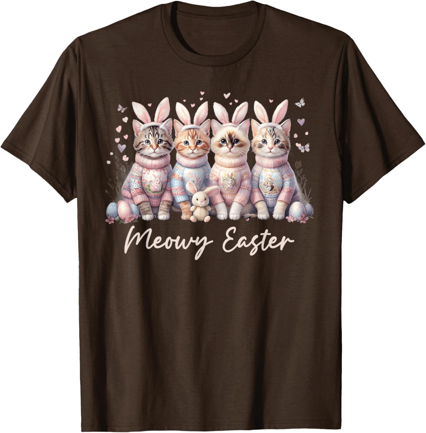 Happy Easter Bunny Cats T-Shirt for Women and Kids – Cute Spring Apparel - 16