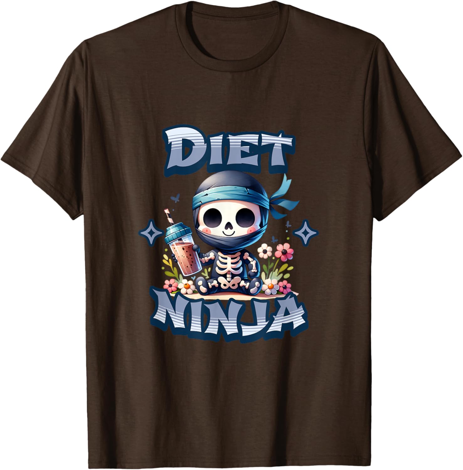 Cute Diet Ninja Protein Shake Skeleton Ninja T-Shirt for Fun Fitness Style - 10