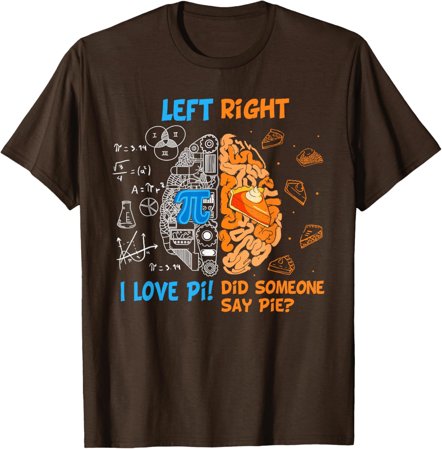 Funny Pi Day Left vs Right Brain Pie T-Shirt for Math Lovers - 15