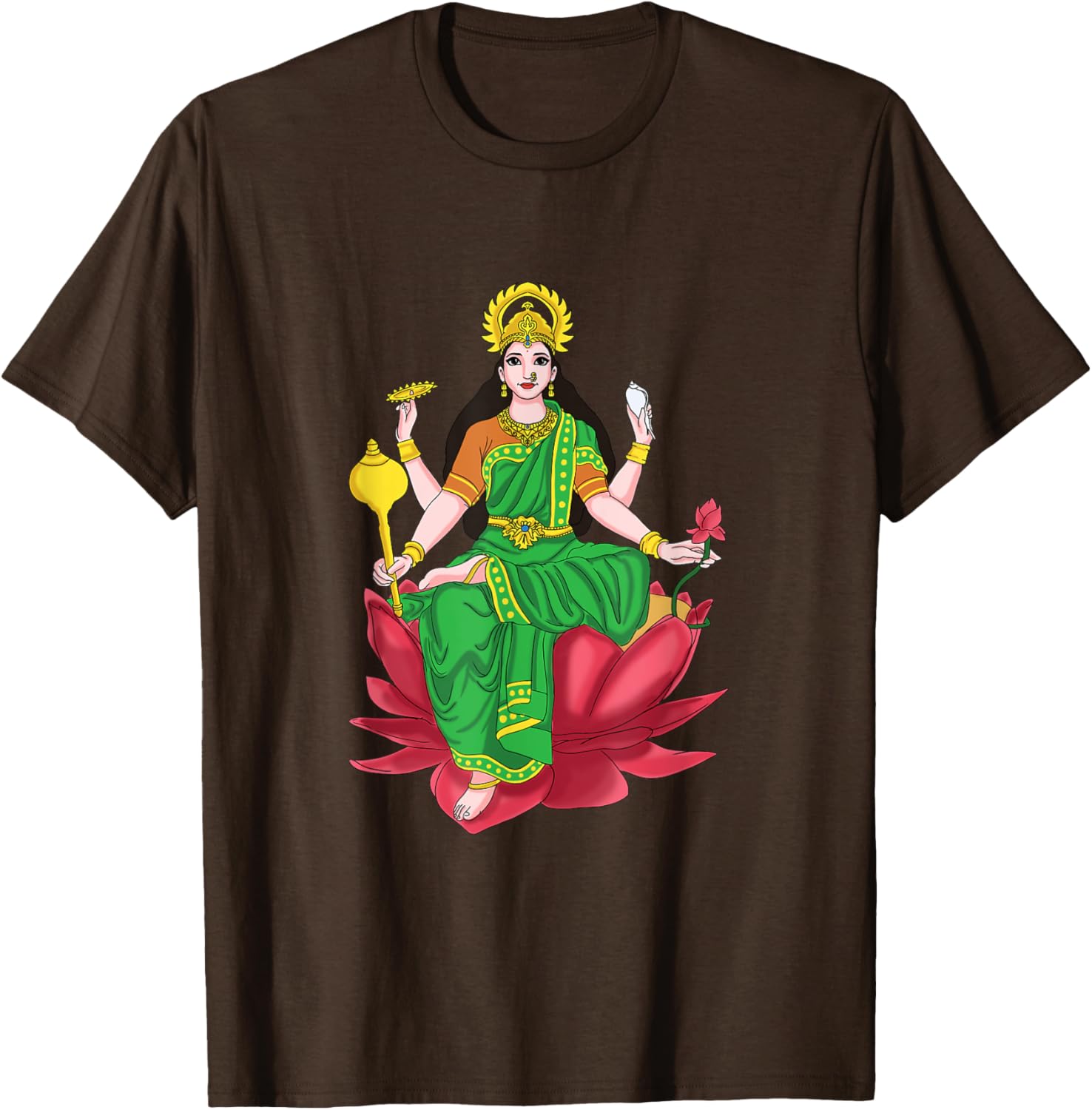 Laxmi Mata Diwali T-Shirt with Lotus Illustration for Pooja Celebrations - 19