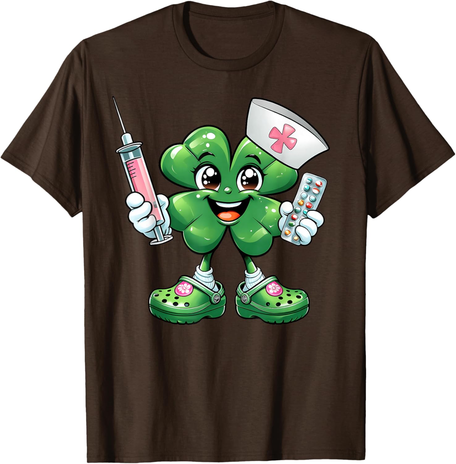 Saint Pattys Scrub T-Shirt for Nurses with Shamrock Design - Women's Apparel - 5