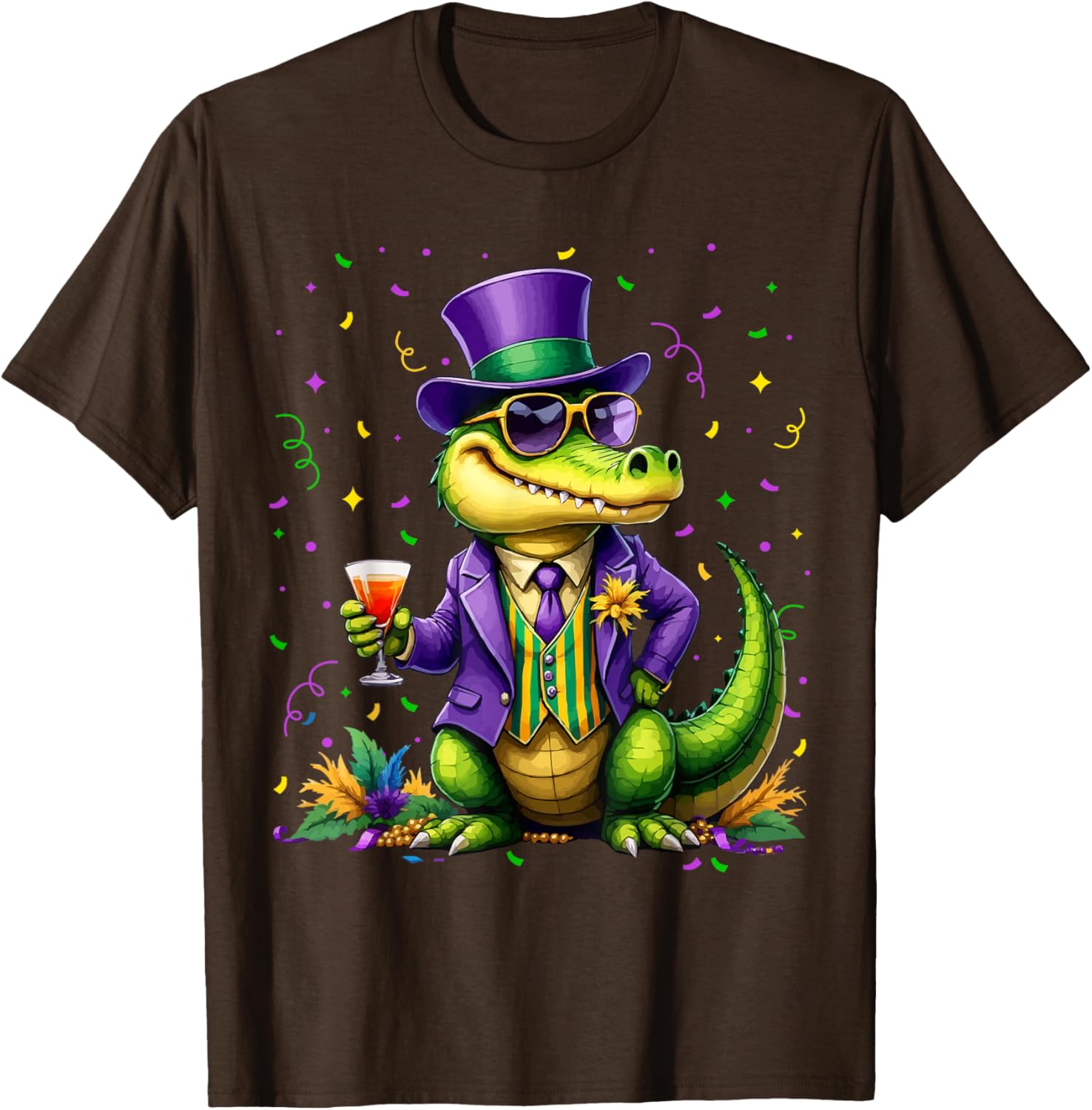 Mardigator Alligator Costume T-Shirt for Mardi Gras Fun Unisex Apparel - 17