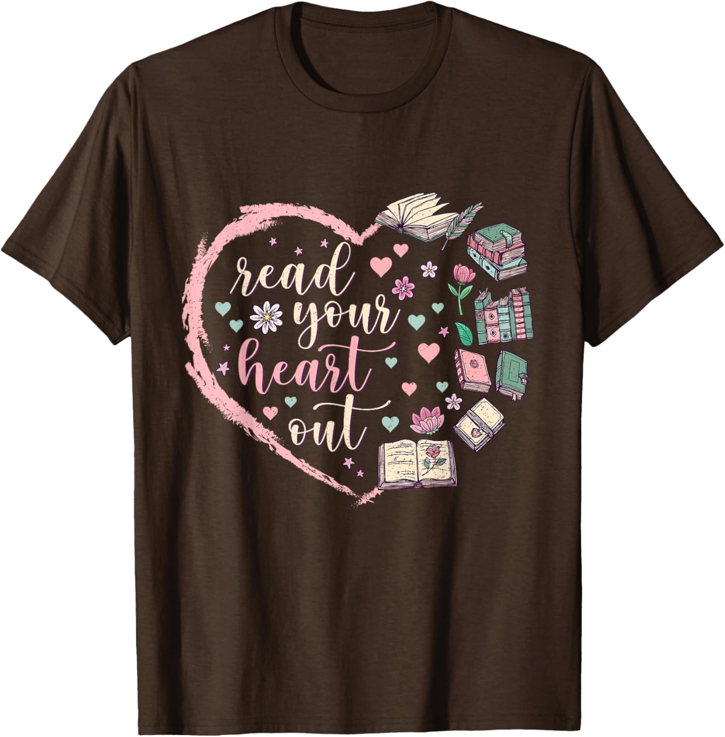 Valentine's Teacher T-Shirt for Book Lovers - Read Your Heart Out Design - 15