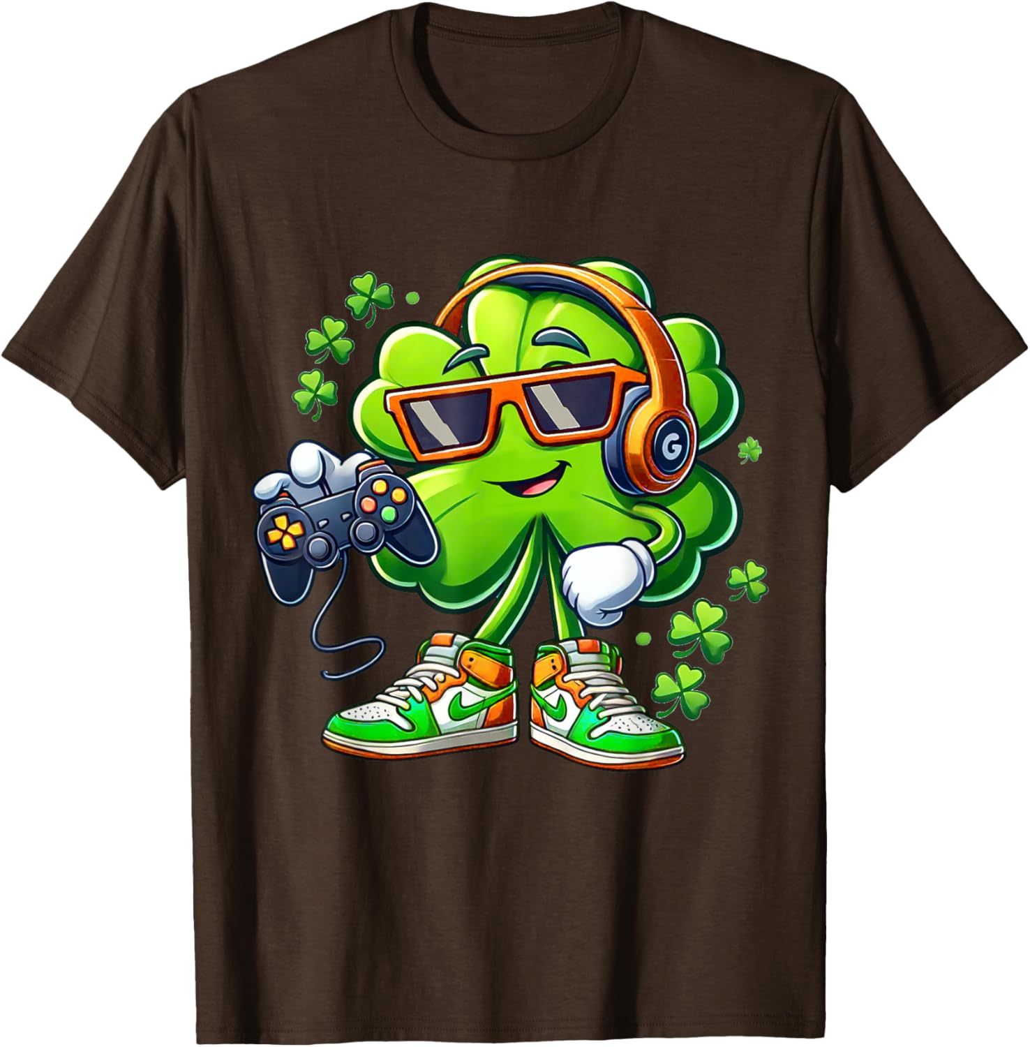 Funny St Patricks Day Gamer T-Shirt for Boys with Shamrock Design - 6