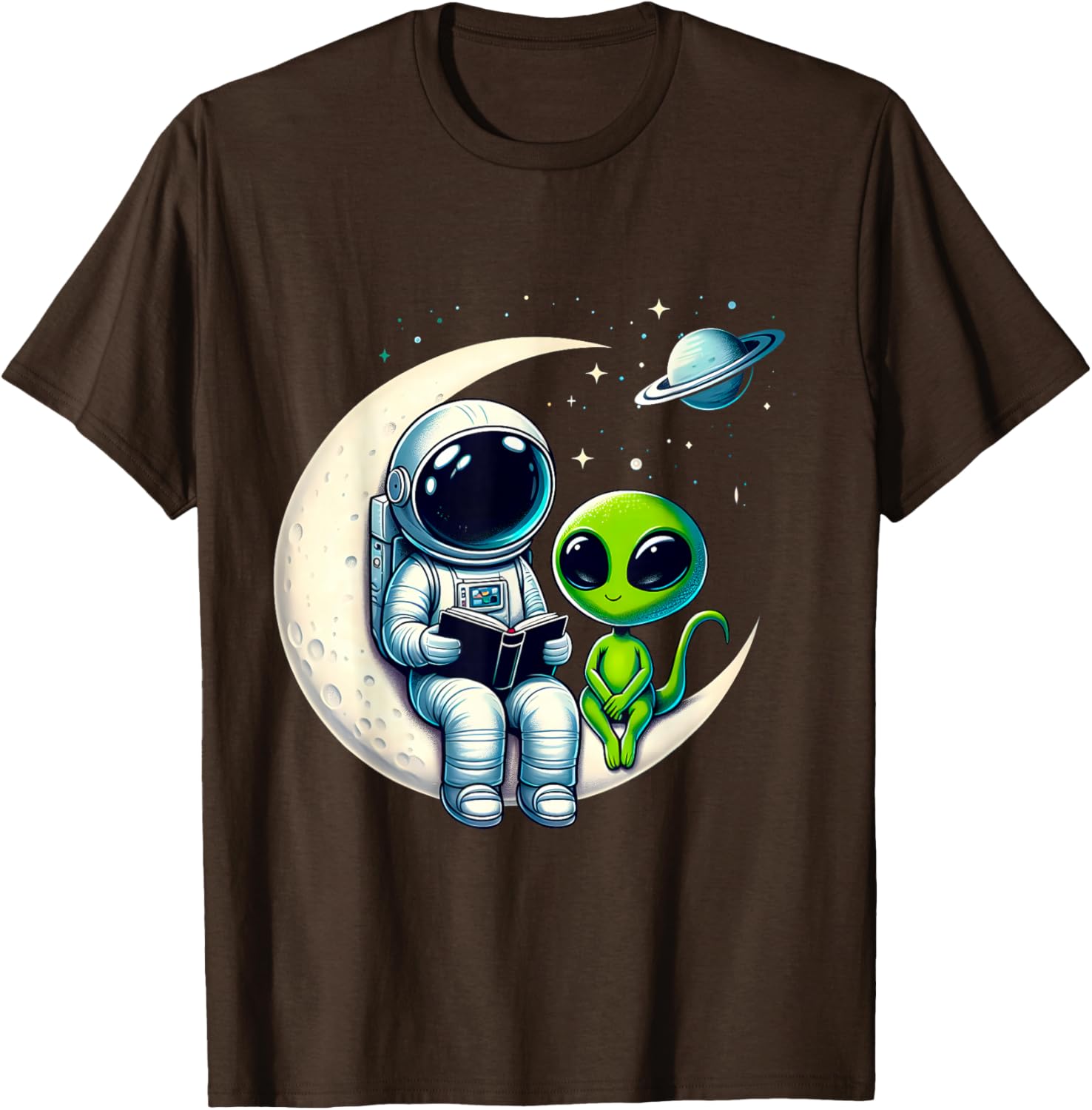 Astronaut Reading to Alien Kids T-Shirt for Space Lovers and Dreamers - 12
