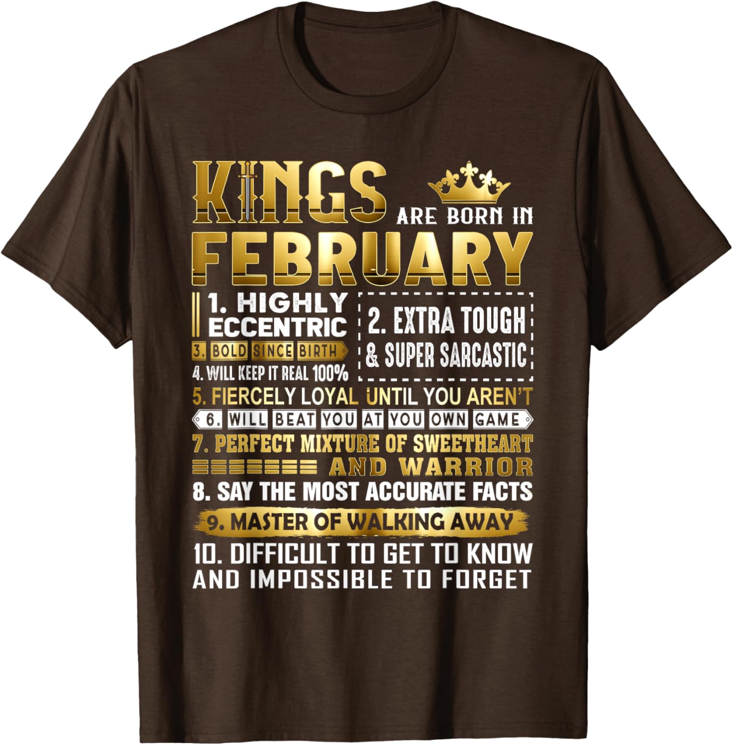 Kings Are Born In February Birthday Shirt for Men and Women - 1