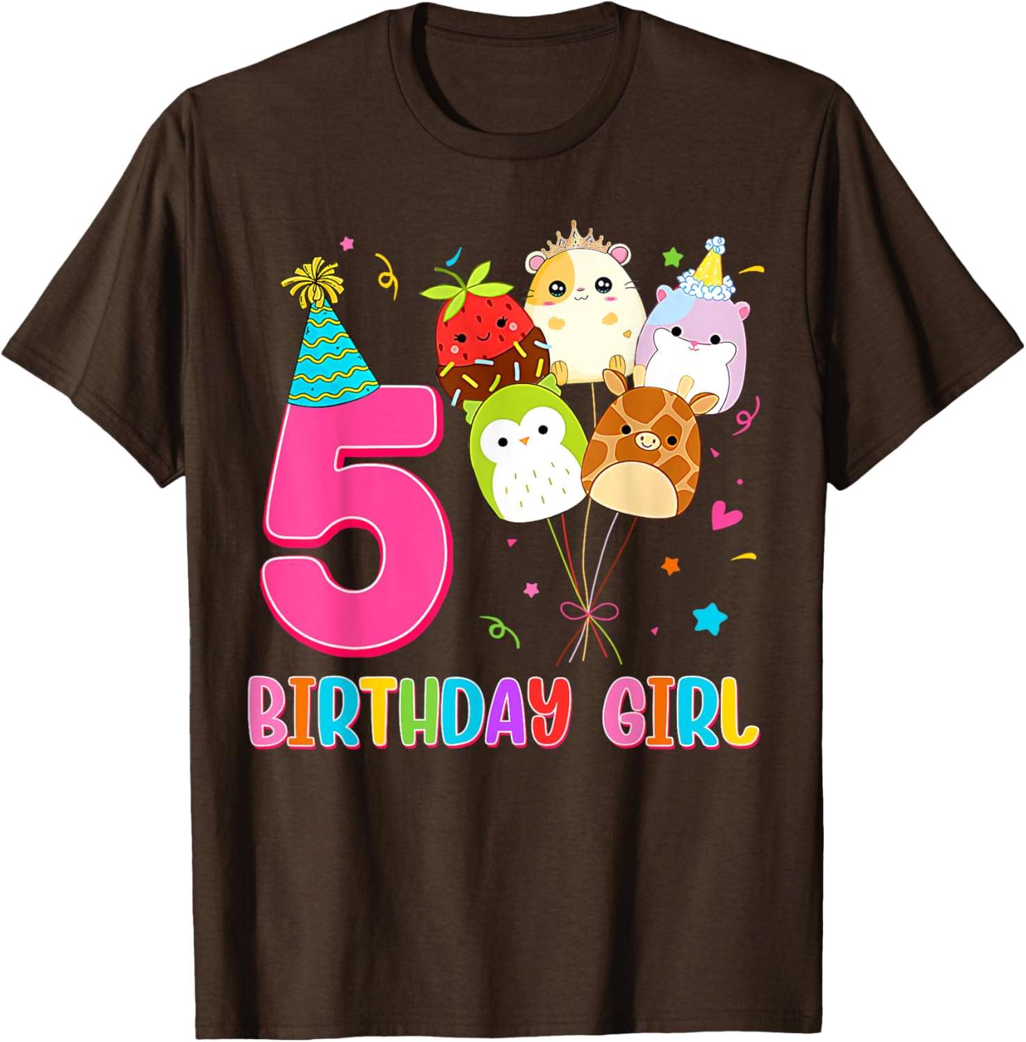 Cute Birthday Girl Squish Squad T-Shirt for 5 Year Old Girls - 27