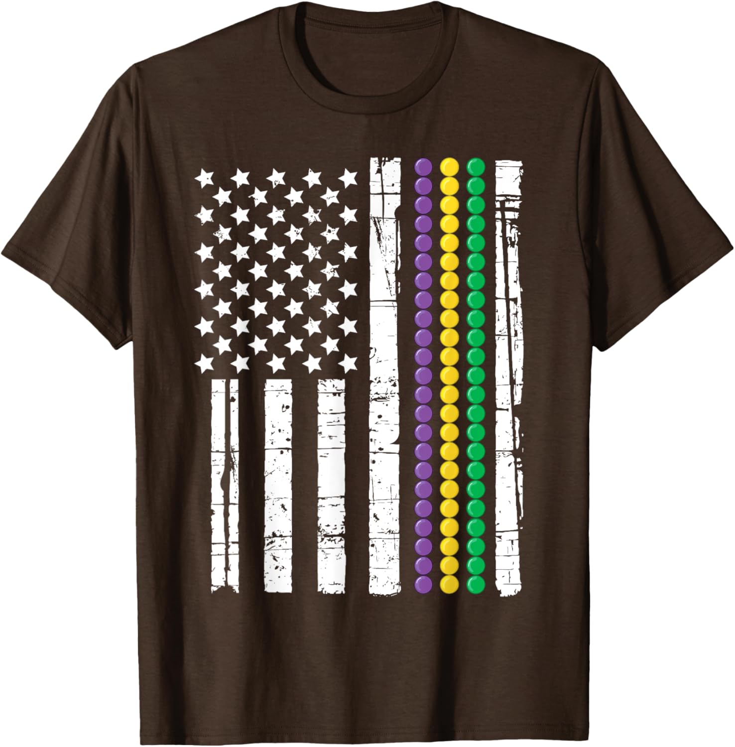 Mardi Gras USA Flag T-Shirt for Festive Celebrations and Events - 1
