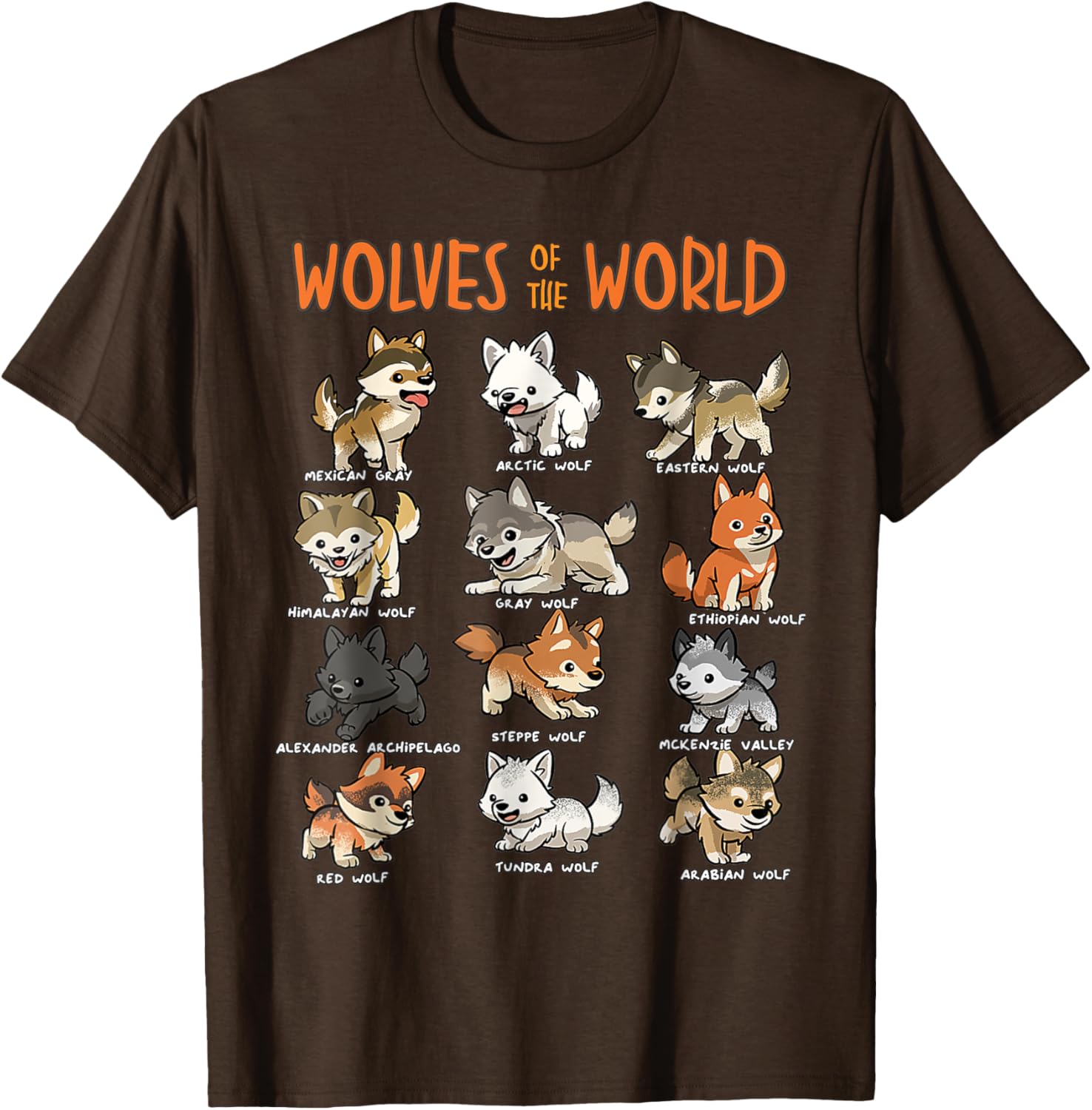 Cute Wolves of the World T-Shirt for Kids and Adults Educational Fashion - 1
