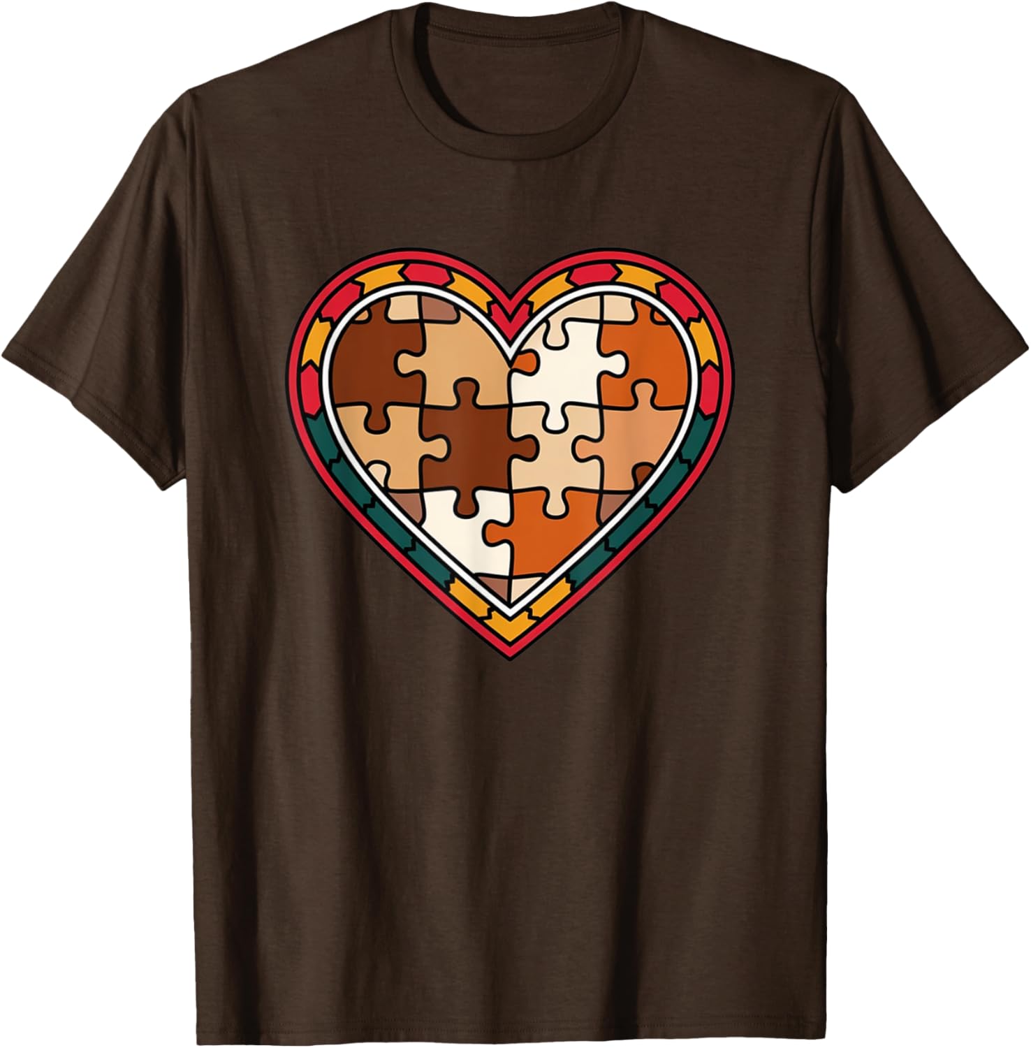 Melanin Heart Puzzle Black History Motivational Afro T-Shirt for All - 21