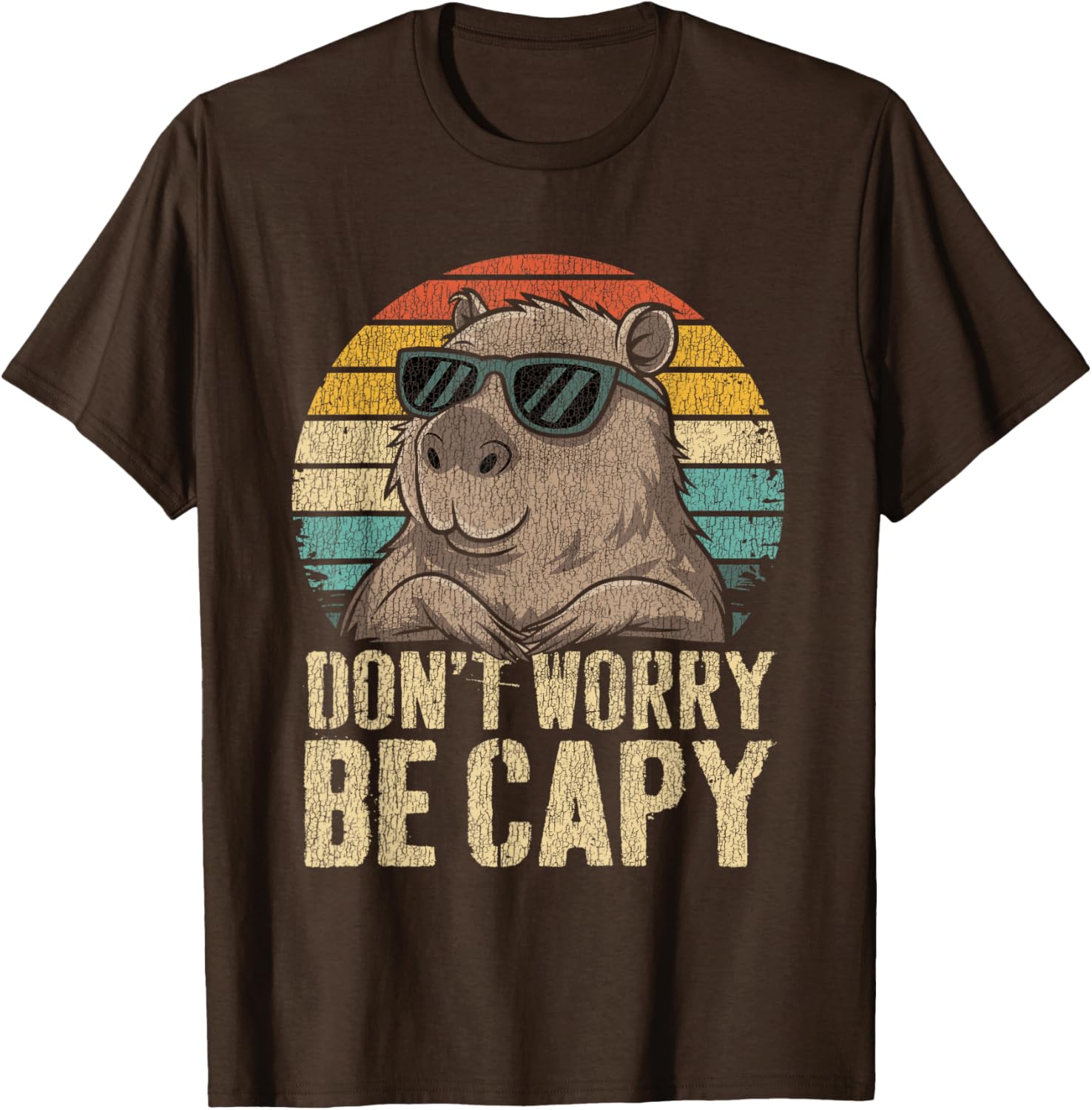 Dont Worry Be Capy Capybara Funny Retro T-Shirt for All Ages - 5