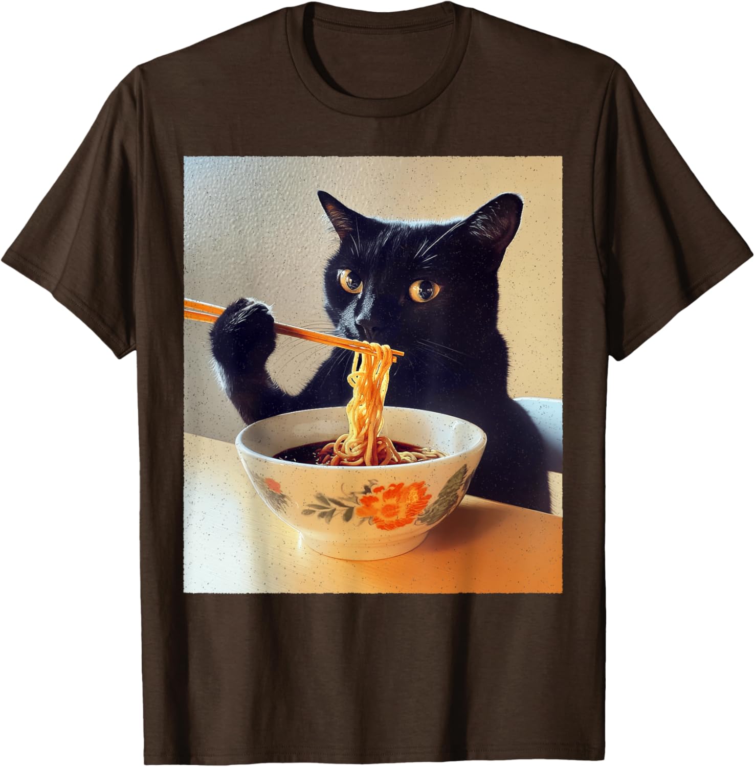 Funny Black Cat Ramen Lover T-Shirt for Noodle Enthusiasts - 24
