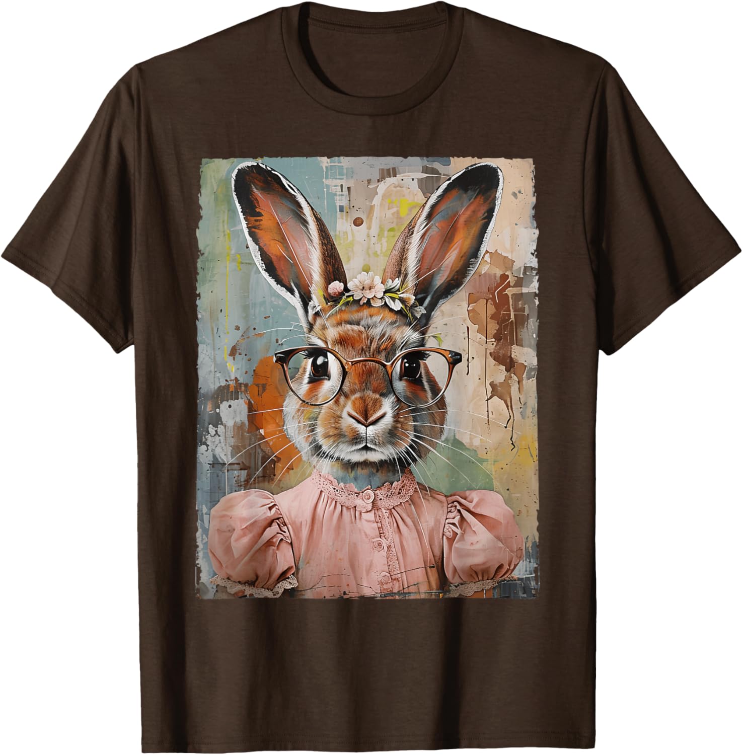 Happy Easter Bunny Rabbit Flower Graphic T-Shirt for Women and Girls - 18