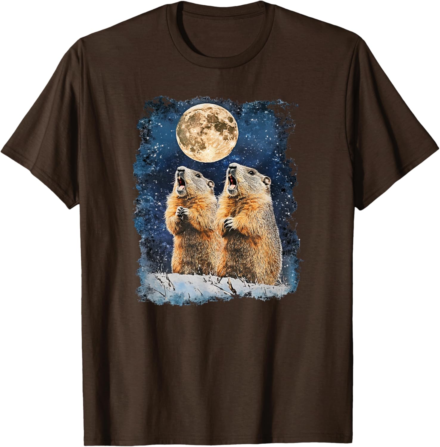 Funny Groundhog Howling at the Moon T-Shirt for Groundhog Day Celebration - 2