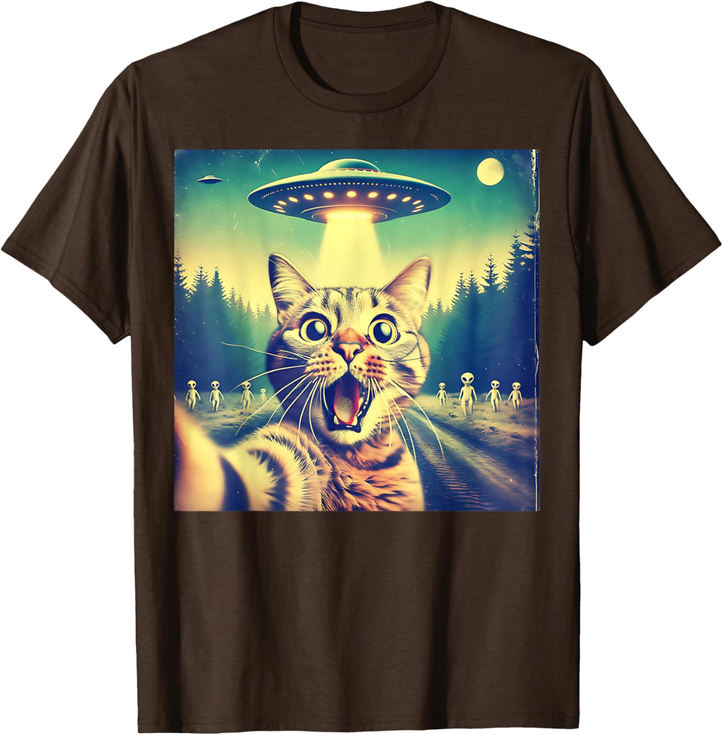 Funny Cat Selfie with Alien UFO Cute T-Shirt for Cat Lovers of All Ages - 5