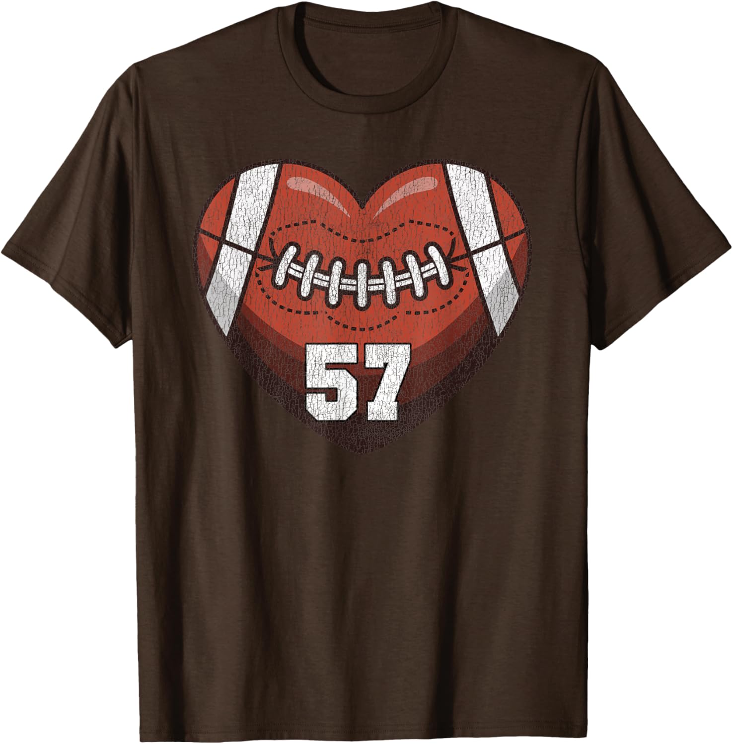 Football Number 57 Distressed Heart T-Shirt for Proud Football Moms - 8