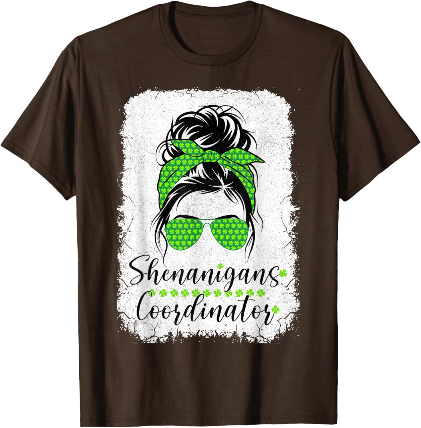 Shenanigans Coordinator Messy Bun St Patricks Day T-Shirt for Women - 11