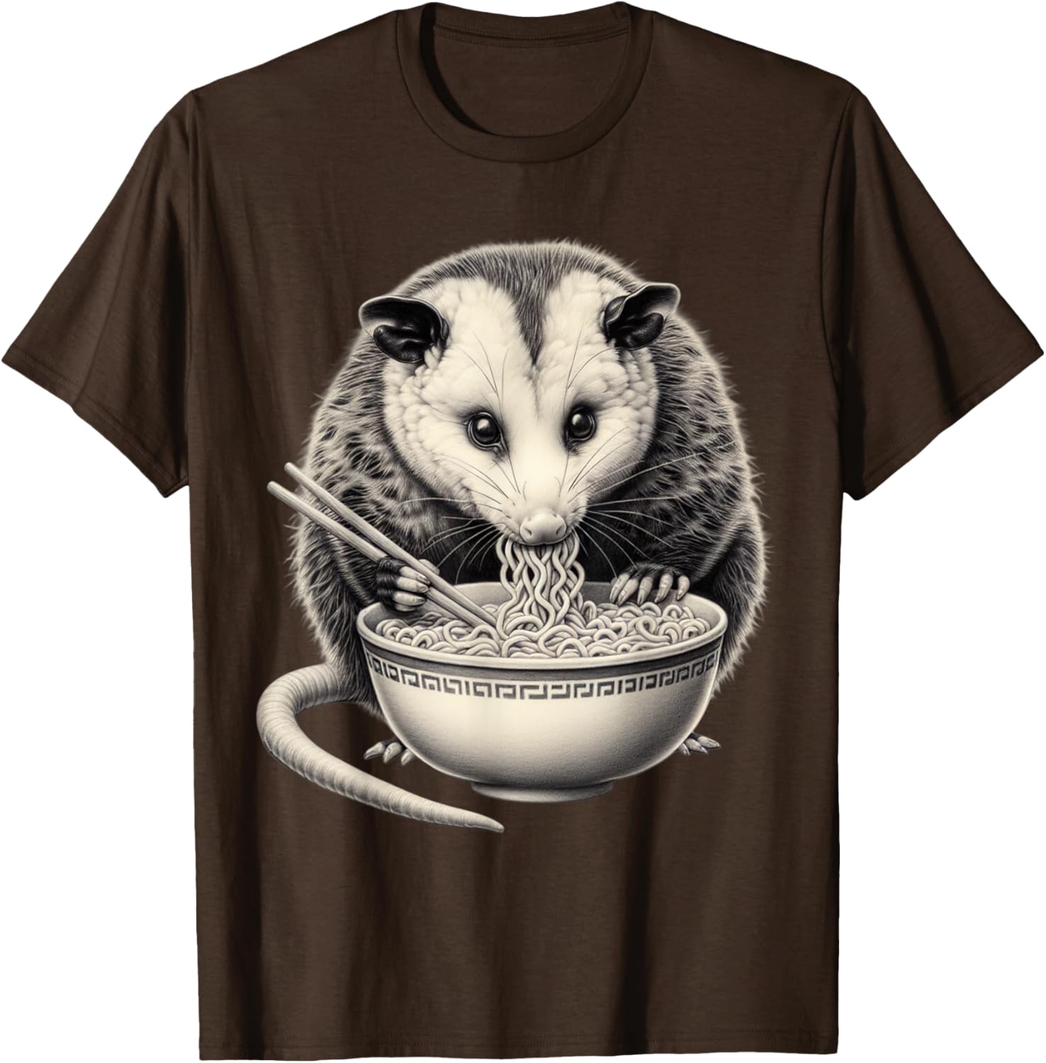 Opossum Eating Ramen Bowl T-Shirt Perfect for Food Lovers and Animal Fans - 23