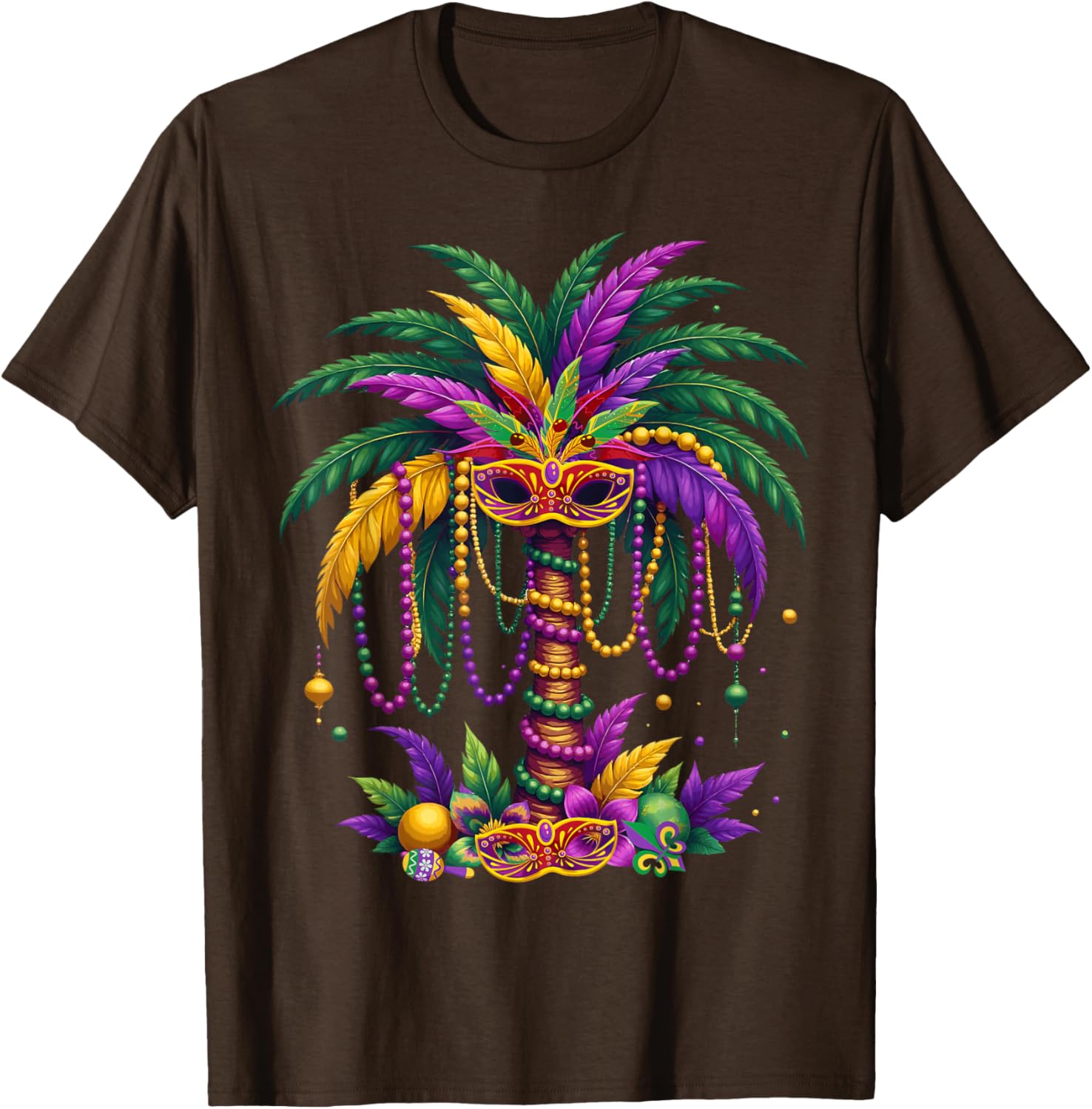 Funny Palm Tree and Beads T-Shirt for Mardi Gras Tropical Parties - 19