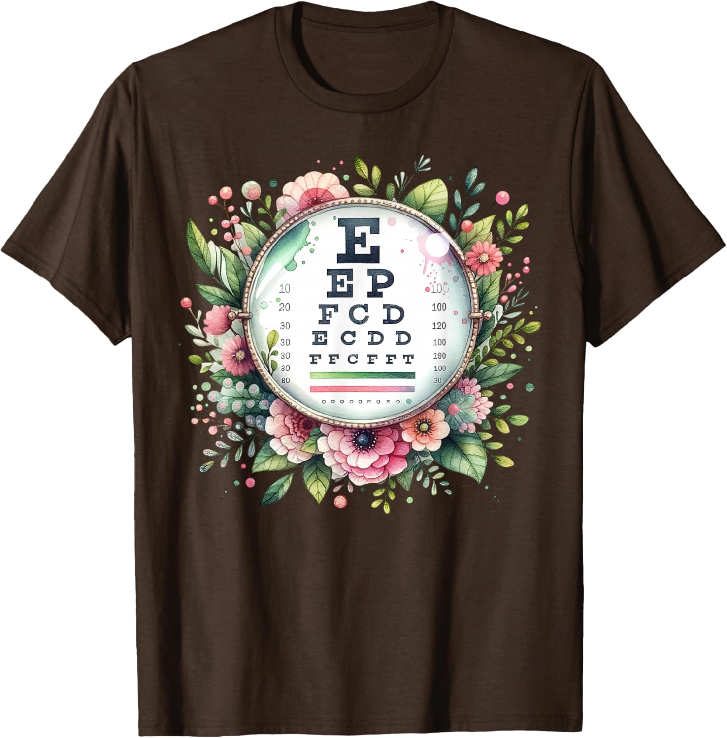Floral Eye Chart T-Shirt for Optometrists and Eye Care Professionals - 2