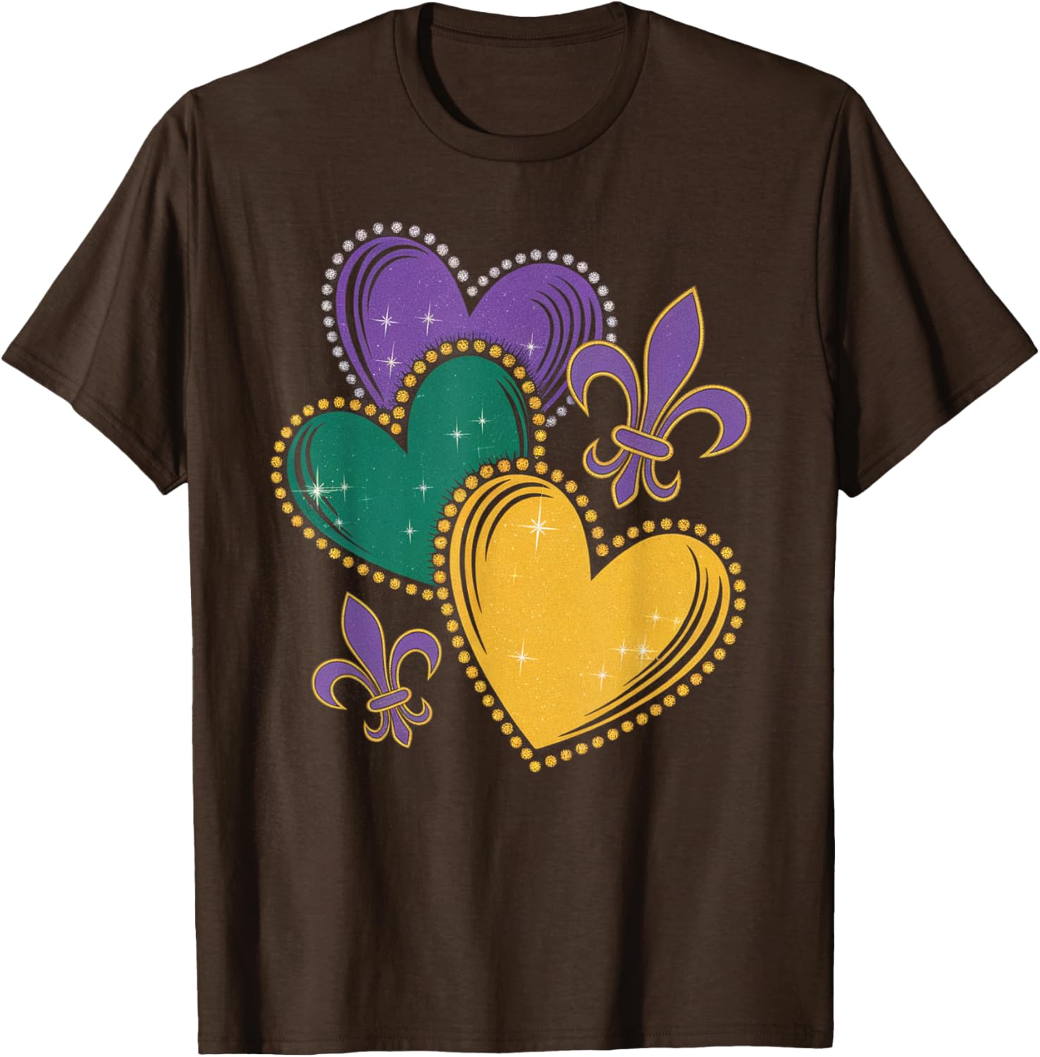 Mardi Gras Hearts T-Shirt for Women Girls and Kids - Fun Festive Apparel - 11