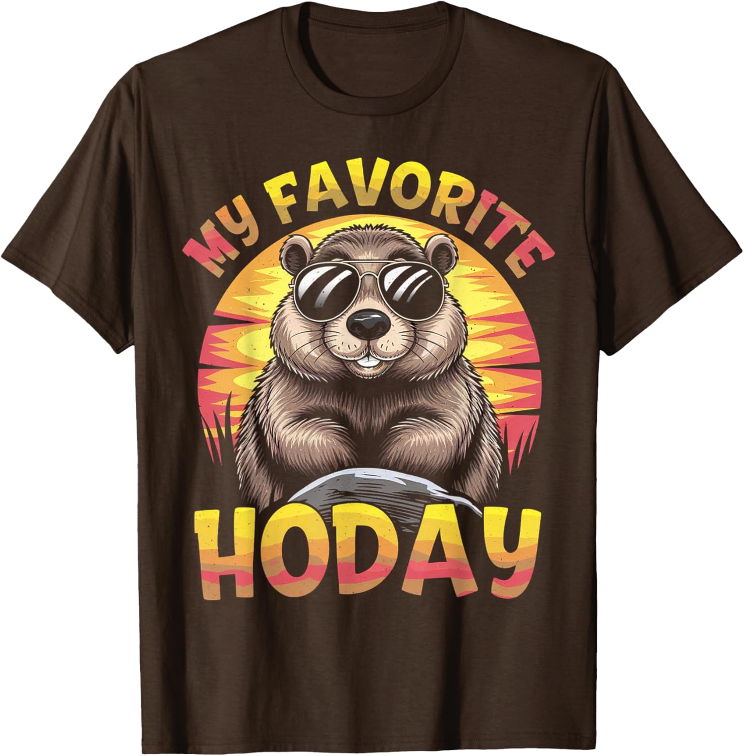 My Favorite Holiday Groundhog Day T-Shirt Featuring Woodchuck Design - 16