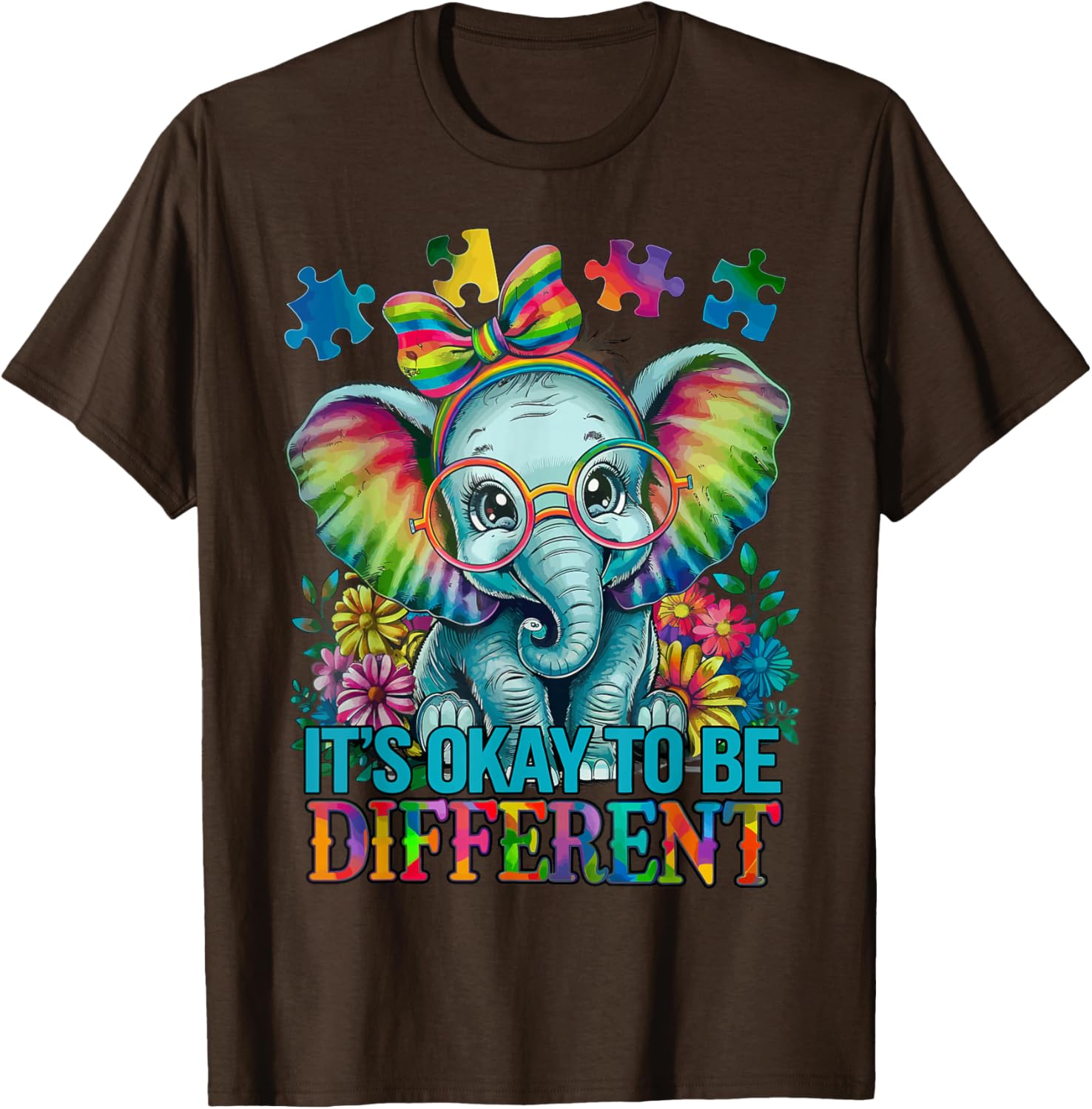 Cute Elephant Autism Awareness T-Shirt Embrace Differences in Style - 7