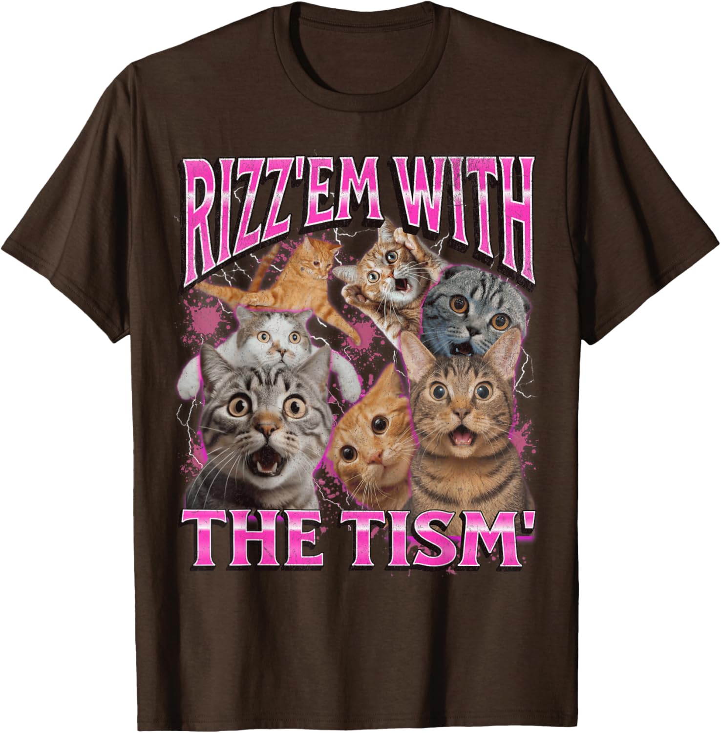 Funny Rizz Em With The Tism Cat Meme Vintage 90s T-Shirt for Men and Women - 11