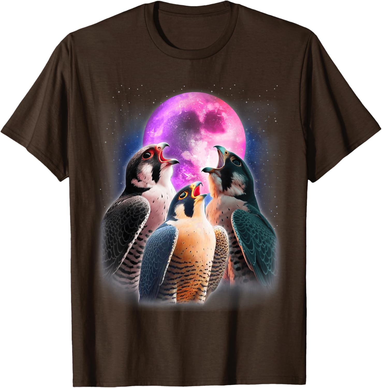 Funny Peregrine Falcon T-Shirt Howling at the Moon for Bird Lovers - 6