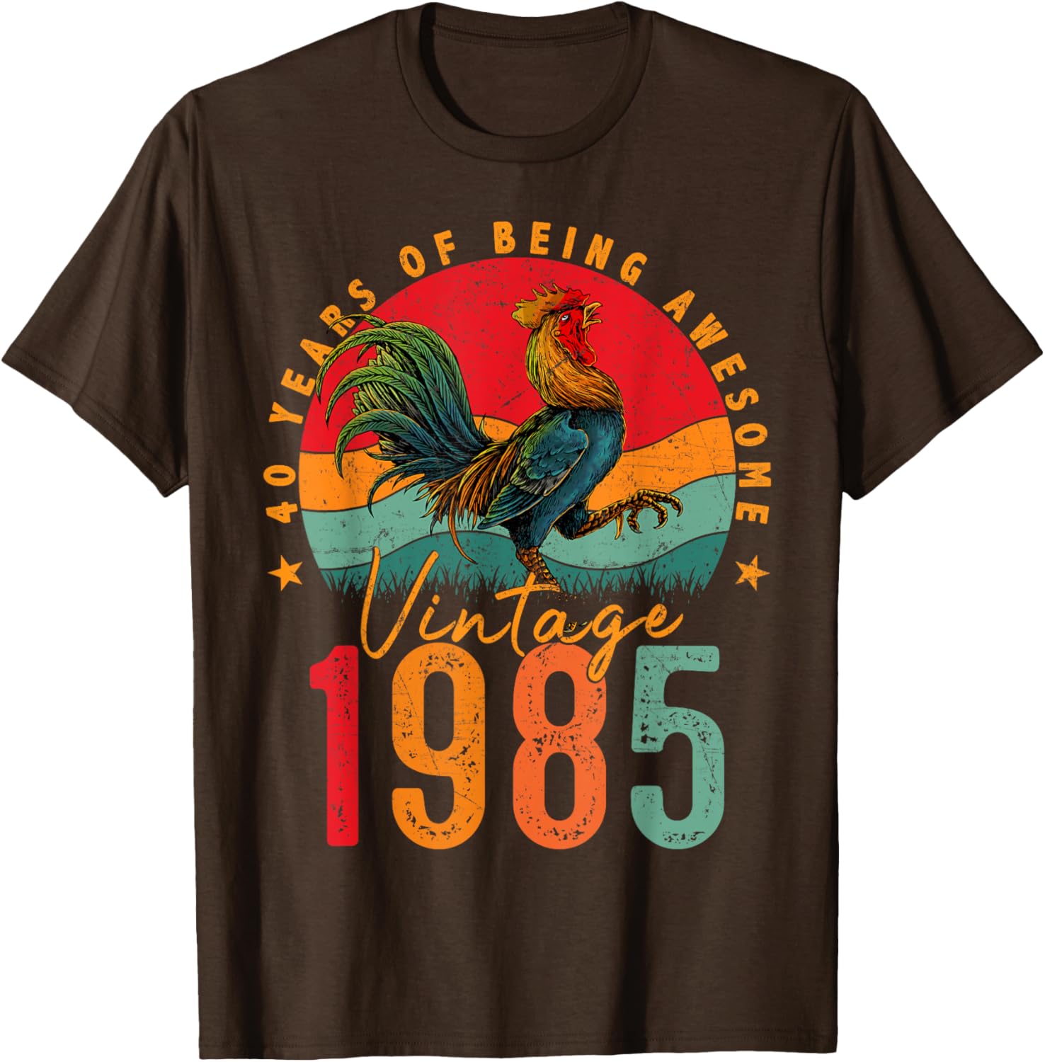 Vintage 1985 Chicken 40th Birthday Mens T-Shirt for 40 Year Old Gifts - 13