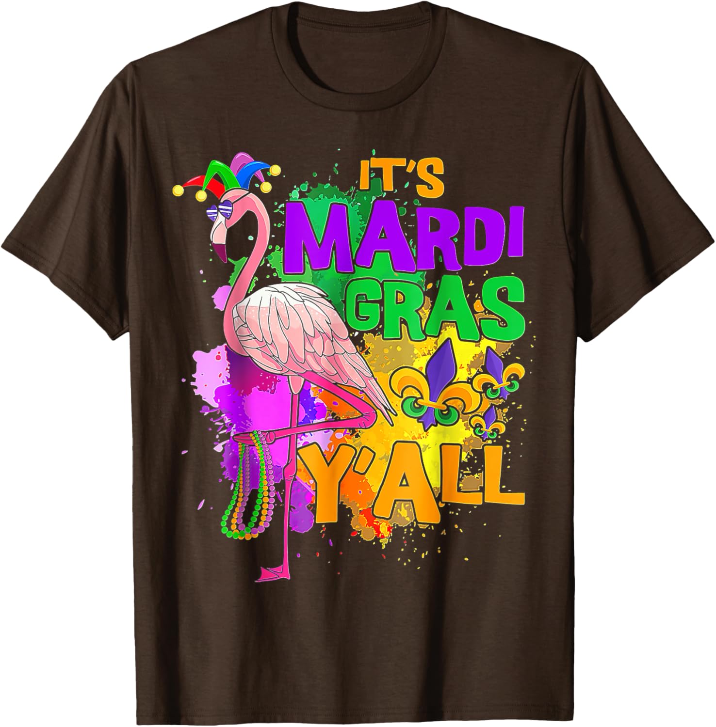 Flamingo Mardi Gras Carnival Party T-Shirt for Fun Festive Celebrations - 7